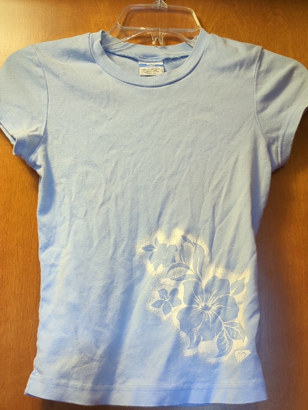 Roxy Light Blue Floral Short Sleeve Tee